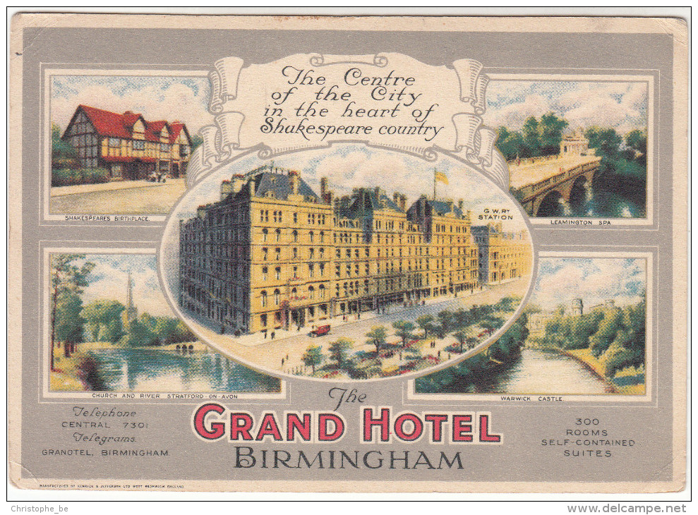 Old Postcard, Birmingham, The Grand Hotel (pk17856) - Birmingham