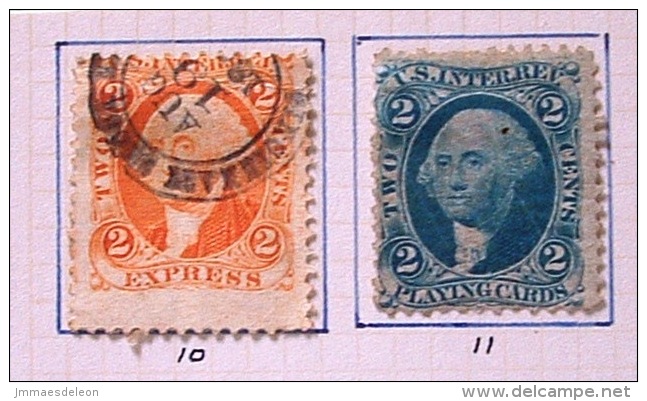 USA 1862 Revenue Stamps (Fiscal) - R10 - R11 - Steuermarken