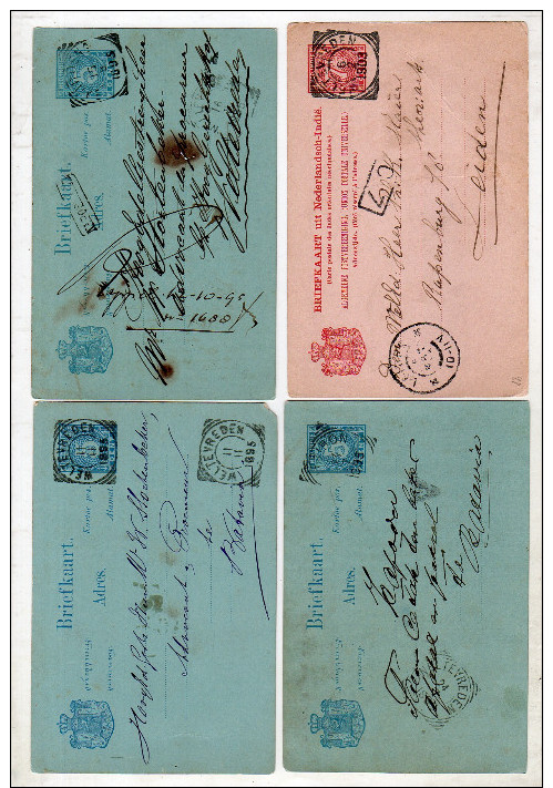 4 Cards NAPOSTTIJD, Cheribon, Hr Maier (arts), Stortenbeker! Etc (ni296) - Nederlands-Indië