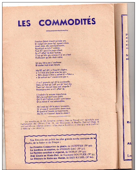 Beau Livret Ancien De 8 Monologues En Patois Normand De Charles Lemaitre ...editions Jean Picot - Collections