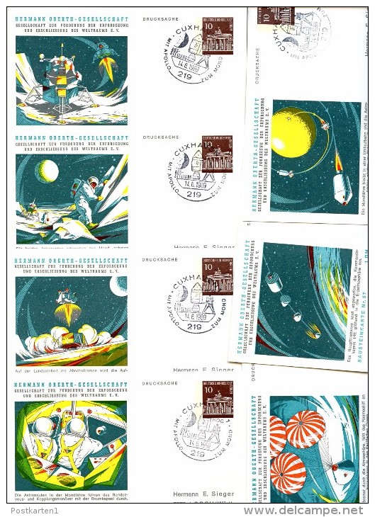 MOON LANDING Berlin Complete Set Of Private Postal Cards PP40 B1/001-015b 1969 - Other & Unclassified