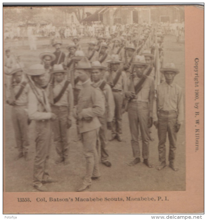 SPANISH AMERICAN WAR Col. Batson's MACABEBE SCOUTS Philippines P.I. KILBURN STEREOVIEW - Photos Stéréoscopiques