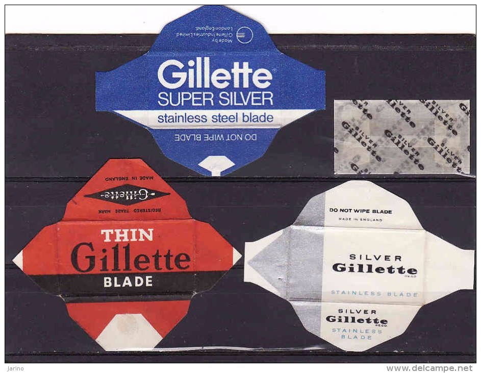 3 Razor Blade Wrappers-Rasierklinge Wrapper/Verpackungen -Enveloppeurs Lames De Rasoir-LAMETTA DA BARBA-copertura - Razor Blades