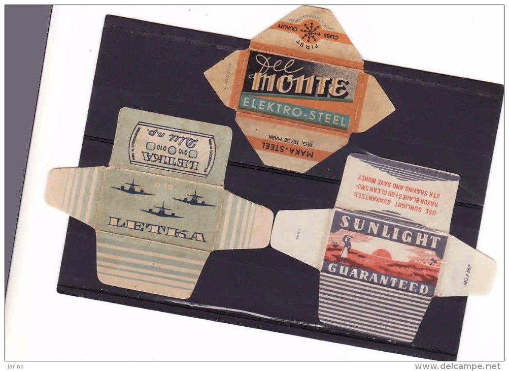 3 Razor Blade Wrappers-Rasierklinge Wrapper/Verpackungen -Enveloppeurs Lames De Rasoir-LAMETTA DA BARBA-copertura - Hojas De Afeitar