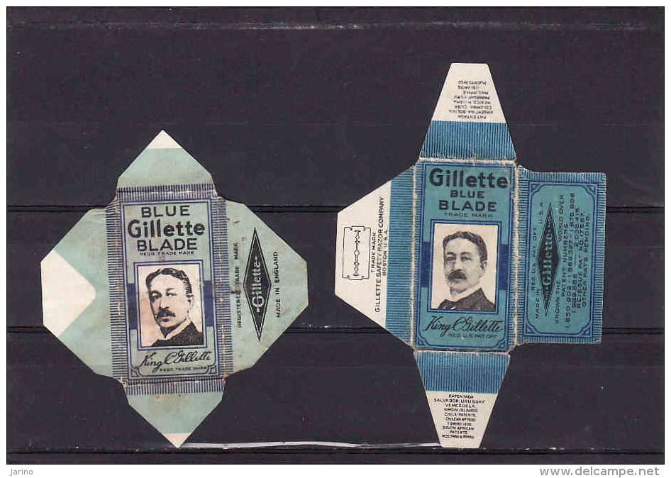 2 Old Razor Blade Wrappers-Rasierklinge Wrapper/Verpackungen -Enveloppeurs Lames De Rasoir-LAMETTA DA BARBA-copertura - Razor Blades