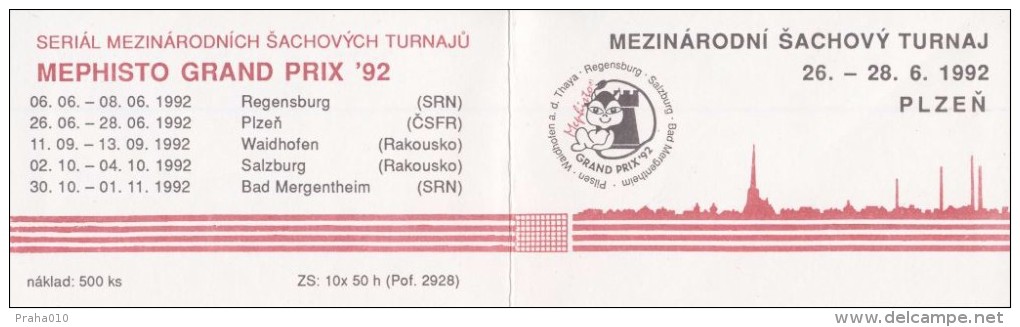 J0888 - Czechoslovakia (1992) Stamps Booklet: International Chess Tournament Mephisto GRAND PRIX '92 - Blocks & Sheetlets