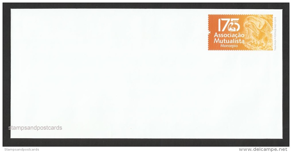 Portugal PAP Entier Postal 175 Ans Montepio Association Mutuelle Banque Pélican 2015 Postal Stationery Cover Bank - Pélicans