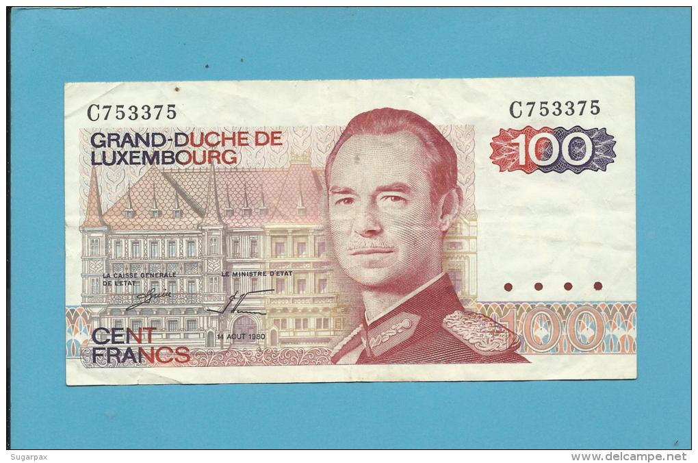 LUXEMBOURG - 100 Francs - 14.08.1980 - P 57 - Grand Duke Jean - 2 Scans - Lussemburgo