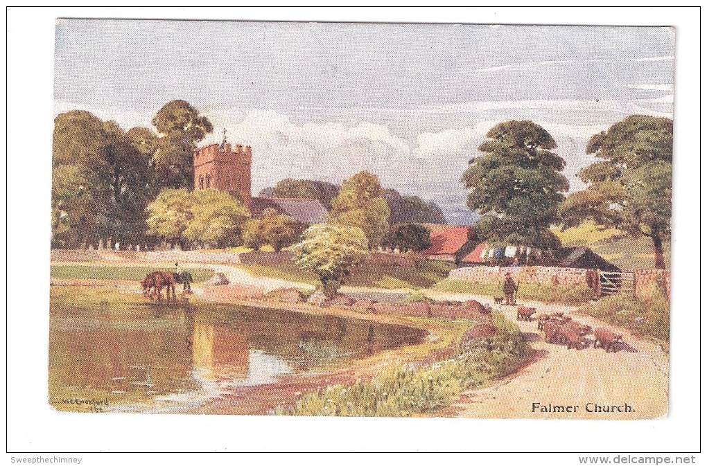 FALMER CHURCH Near Brighton OLD ART TYPE COLOUR POSTCARD SUSSEX  By W E CROXFORD - Altri & Non Classificati