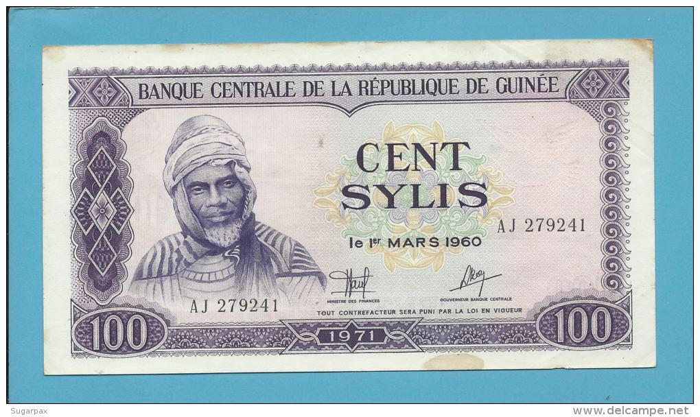 GUINEA - 100  SYLIS - 1971 - P 19 - 2 Scans - Guinea