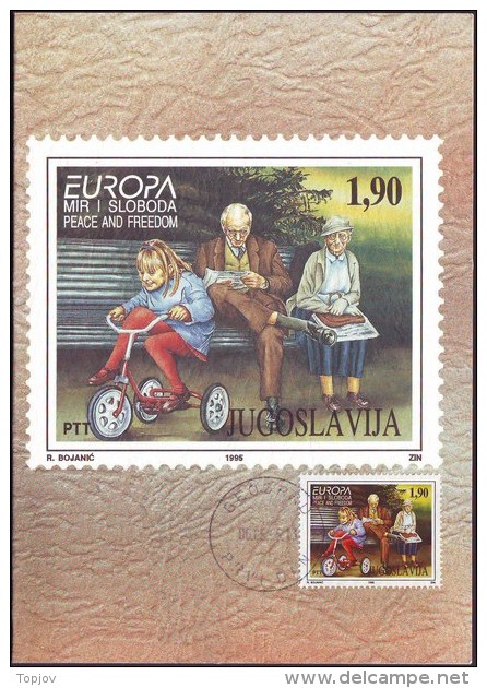 YUGOSLAVIA - JUGOSLAVIA - MAXI CARD - EUROPA - CYCLING - 1995 - Cycling