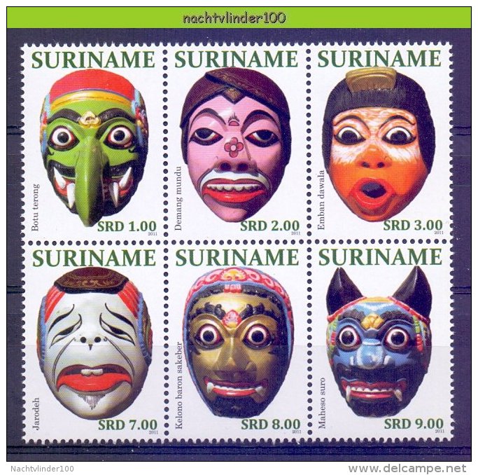 Nch1855 AZIATISCHE MASKERS ASIAN MASKS SURINAME 2011 PF/MNH - Other & Unclassified
