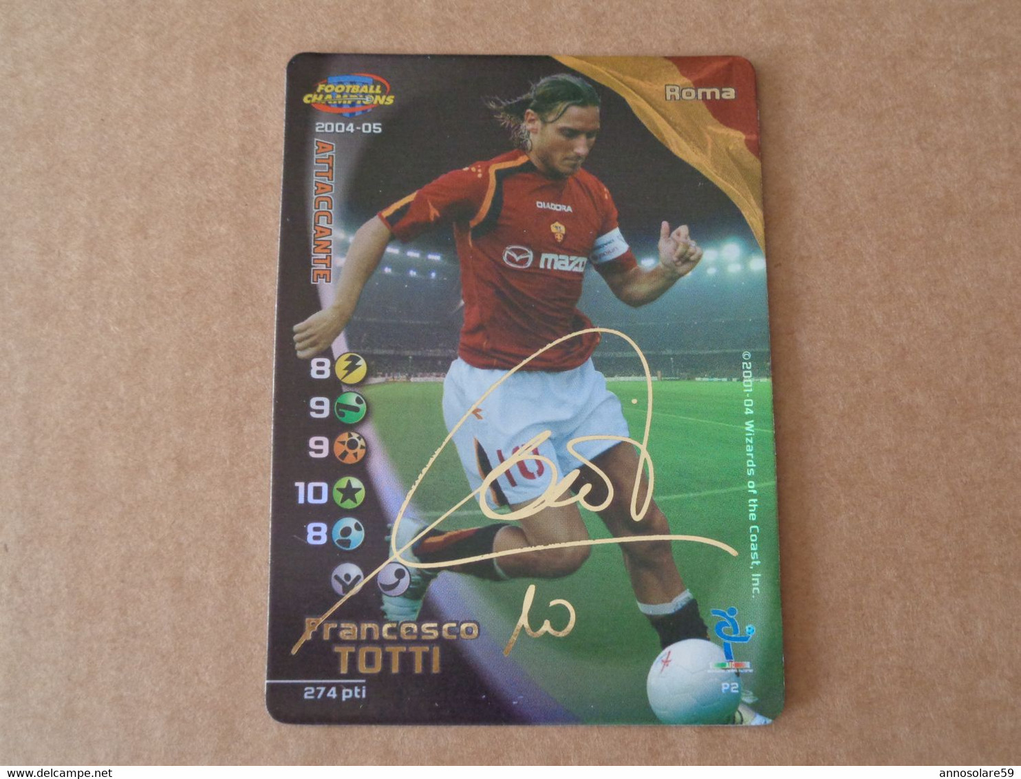 FRANCESCO TOTTI - CARDS FOOTBALL CHAMPIONS 2004-05 WIZARDS - SIGNED - LEGGI - Autógrafos