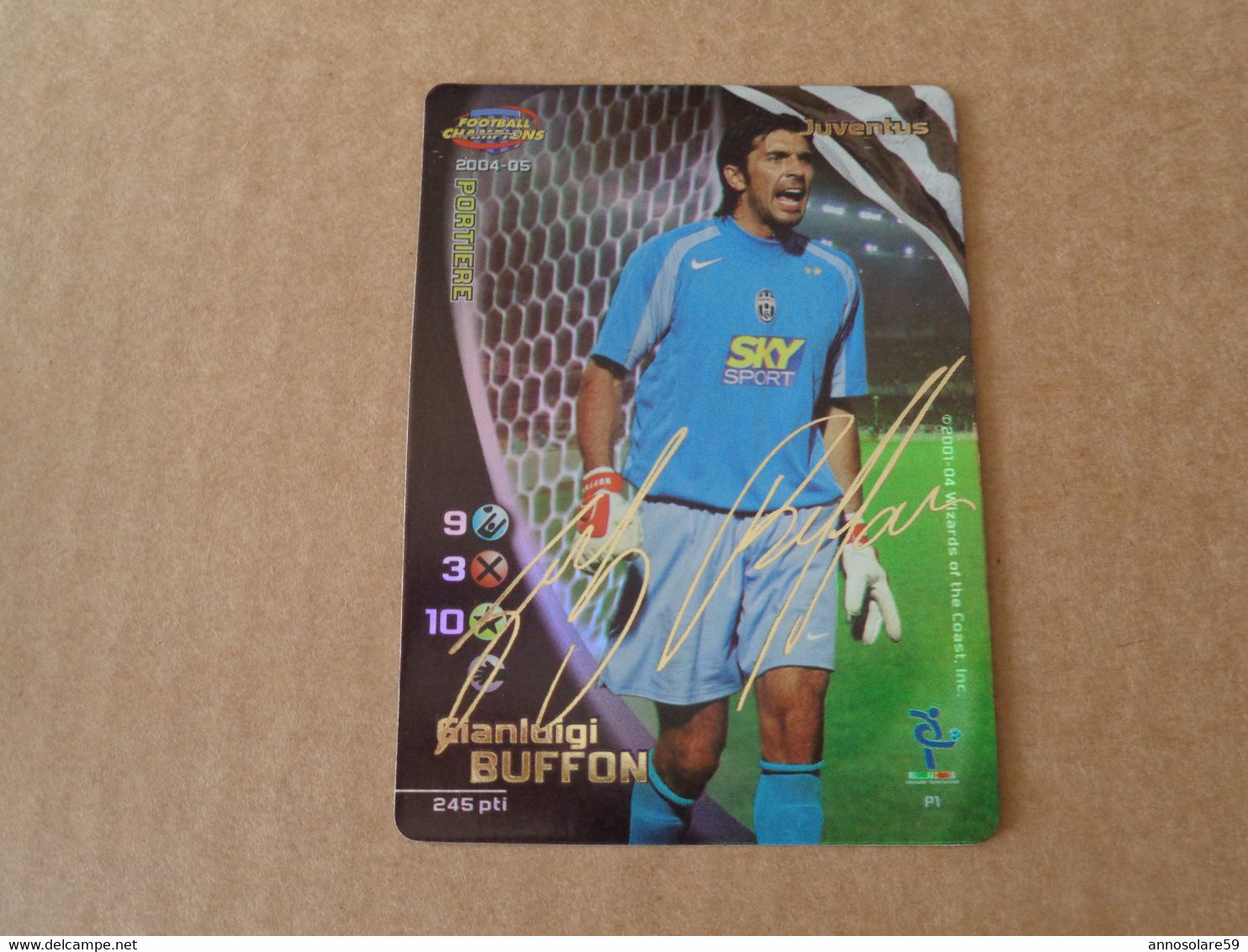 GIANLUIGI BUFFON - CARDS FOOTBALL CHAMPIONS 2004-05 WIZARDS - SIGNED - LEGGI - Autographes