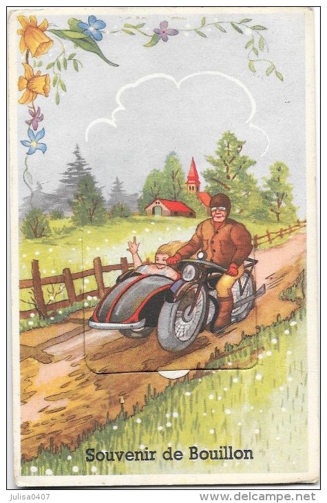 BOUILLON (Belgique) Carte à Système Dépliant Moto Side Car - Bouillon