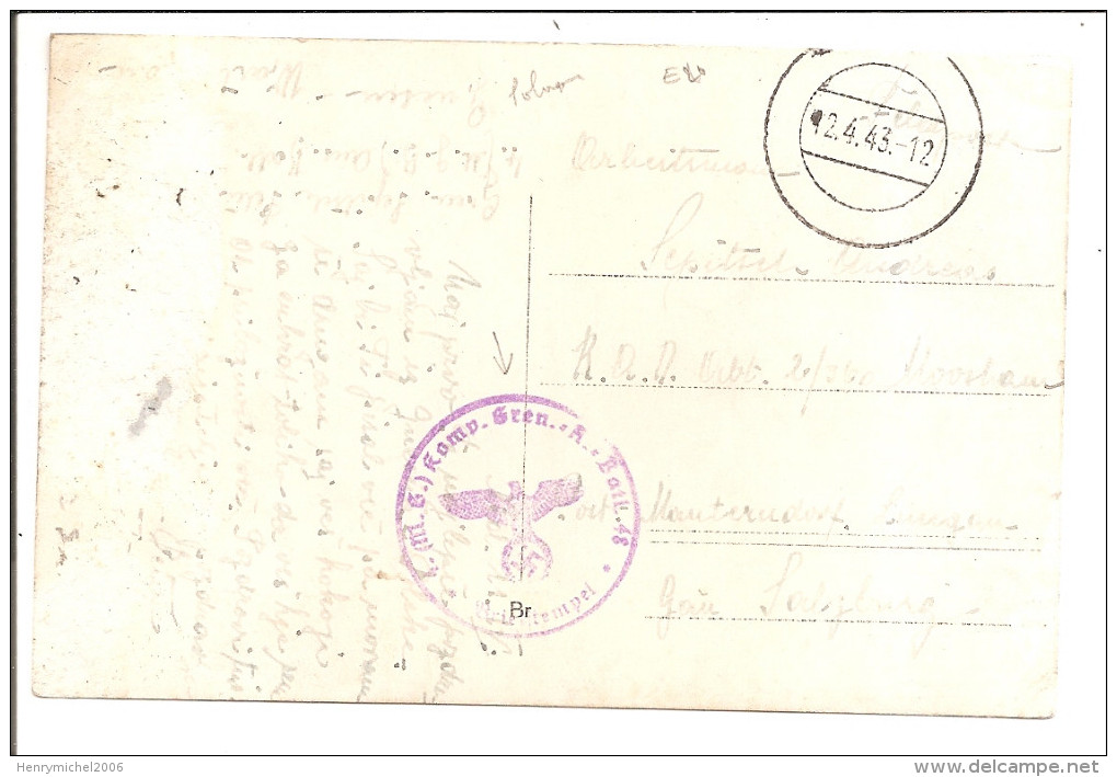 Pologne 1943 -vers Slovenie - Gnesen Bahnho Cachet Marcophilie Reich Kamp Gren.a Balt Aigle Nazi - Andere & Zonder Classificatie