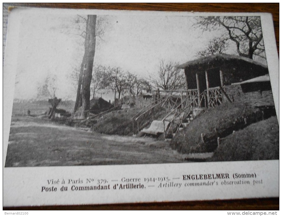 ENGLEBELMER POSTE DU COMMANDANT D'ARTILLERIE 1914-1918 - Autres & Non Classés