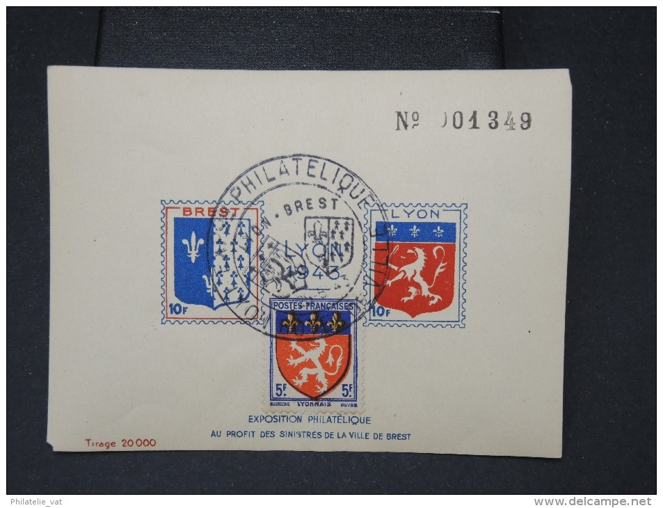 FRANCE- Bloc Souvenir De L Exposition De Lyon En 1943  Oblitere De L Exposition  A Voir Tirage 20000ex   P4464 - Briefmarkenmessen