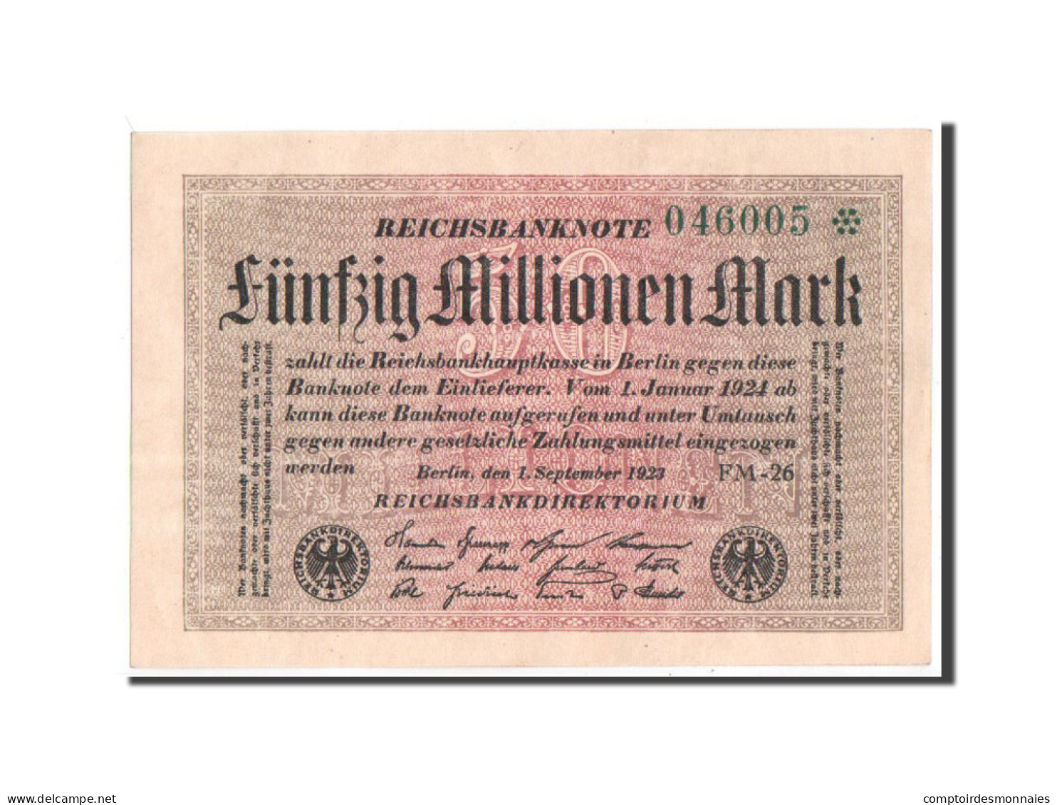 Billet, Allemagne, 50 Millionen Mark, 1923, SUP - 50 Mio. Mark