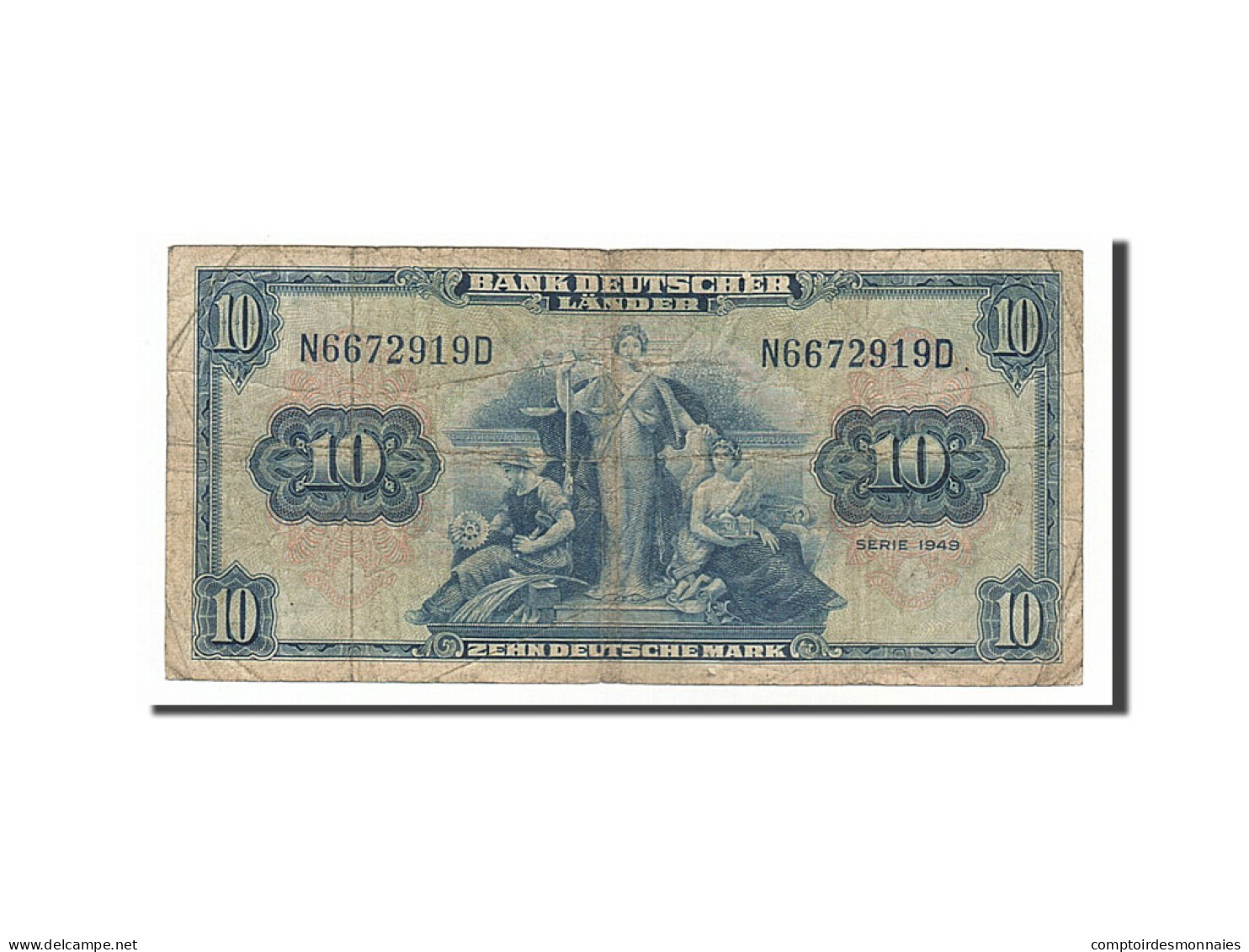 Billet, République Fédérale Allemande, 10 Deutsche Mark, 1949, 1949-08-22, B+ - 10 Deutsche Mark