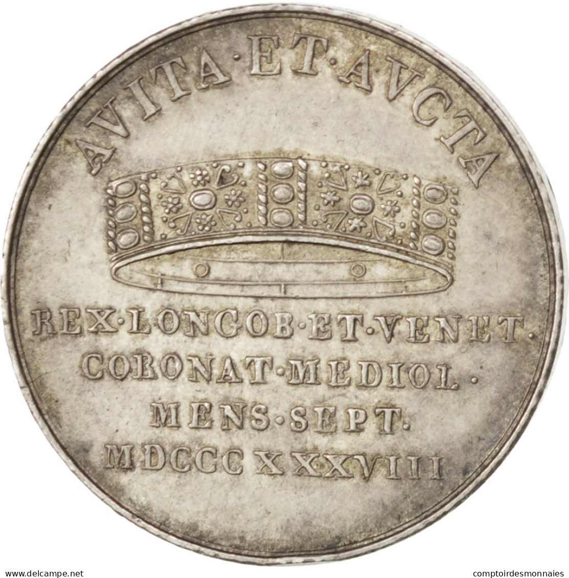 Monnaie, Italie, 1/2 Lira, 1838, SUP, Argent - Lombardie-Vénétie