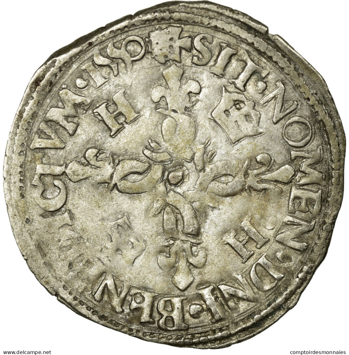 Monnaie, France, Douzain Aux Croissants, 1550, Poitiers, TTB, Billon - 1547-1559 Henri II