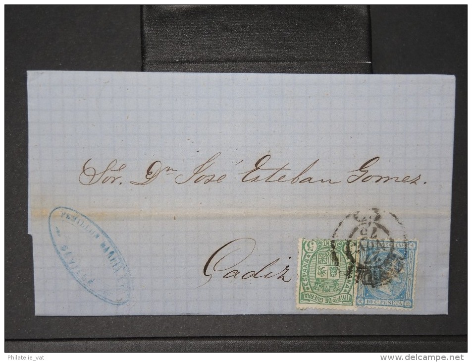 ESPAGNE - Lettre 1874 Avec Timbre - Impôts De Guerre - Détaillons Collection - A Voir - Lot N° 6161 - Covers & Documents
