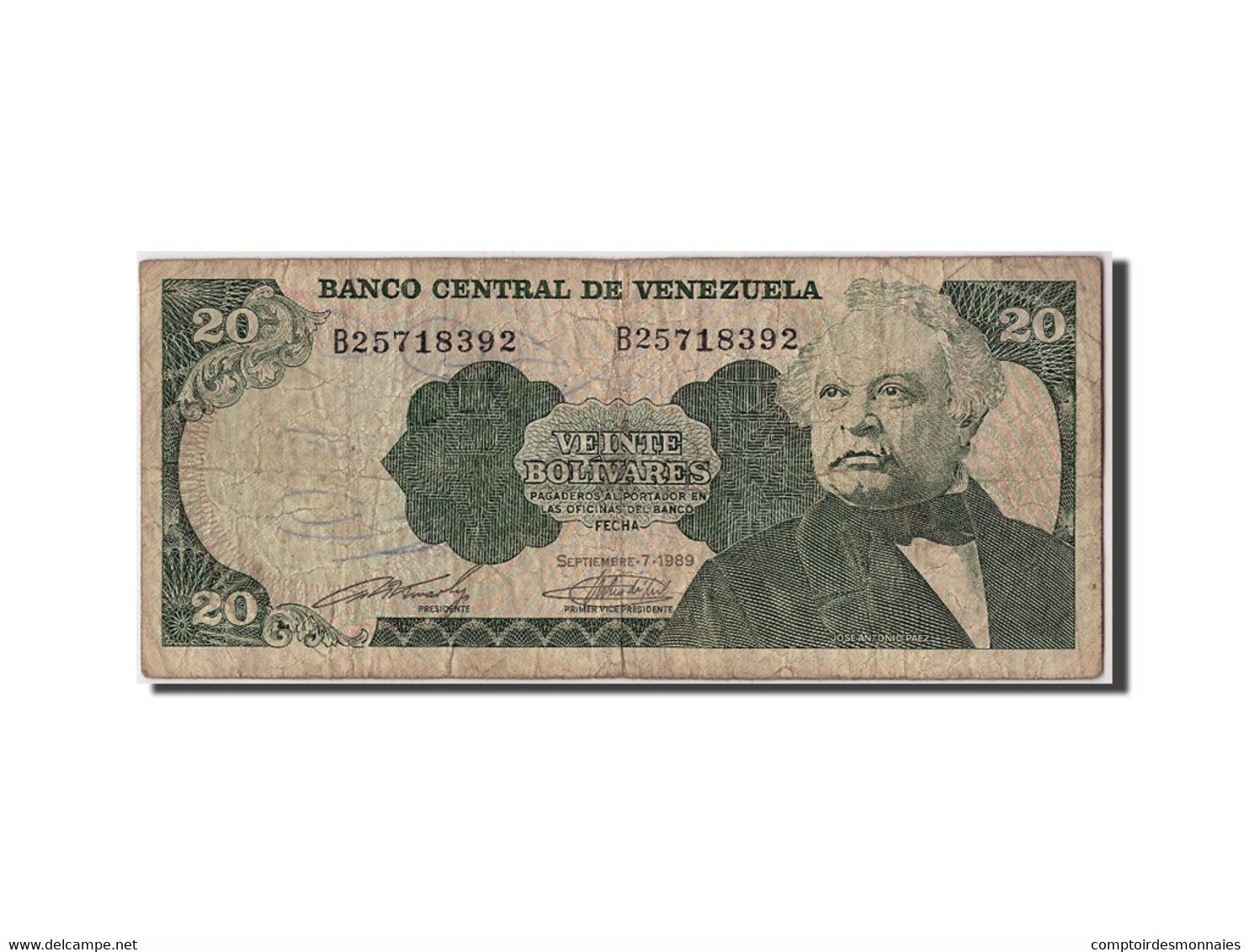 Billet, Venezuela, 20 Bolivares, 1989, 1989-09-07, B - Venezuela