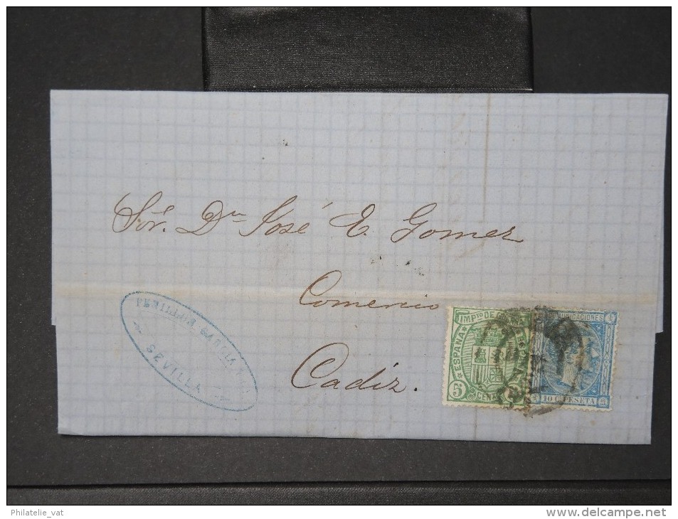 ESPAGNE - Lettre 1874 Avec Timbre - Impôts De Guerre - Détaillons Collection - A Voir - Lot N° 6164 - Briefe U. Dokumente