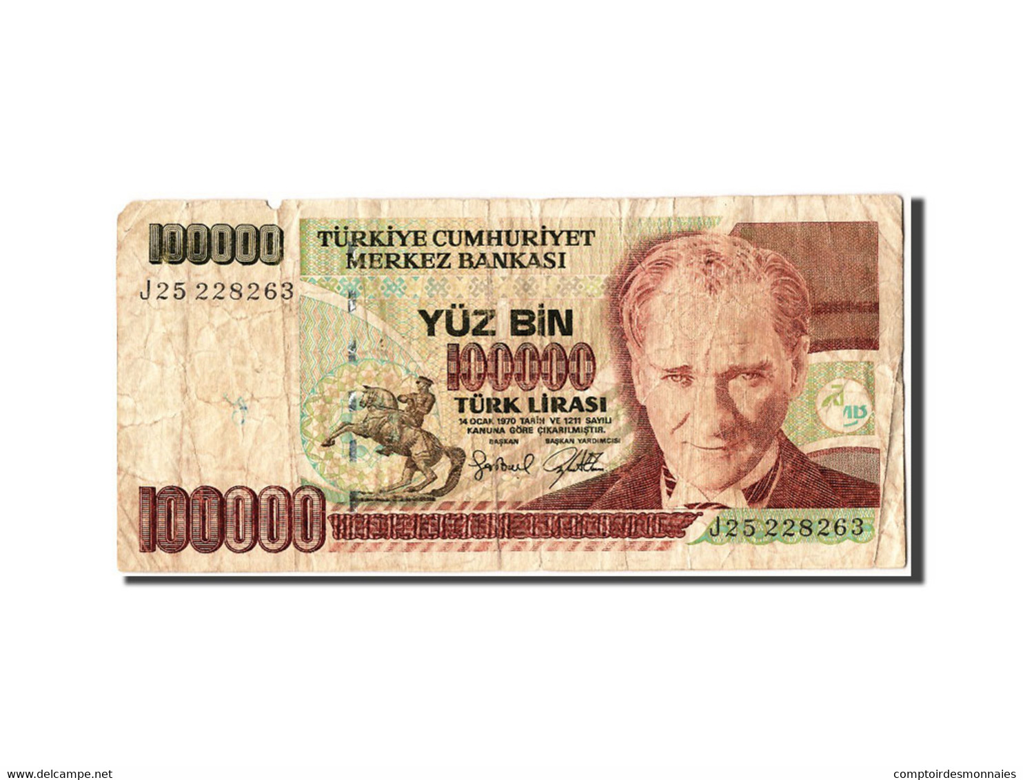Billet, Turquie, 100,000 Lira, B+ - Turquie