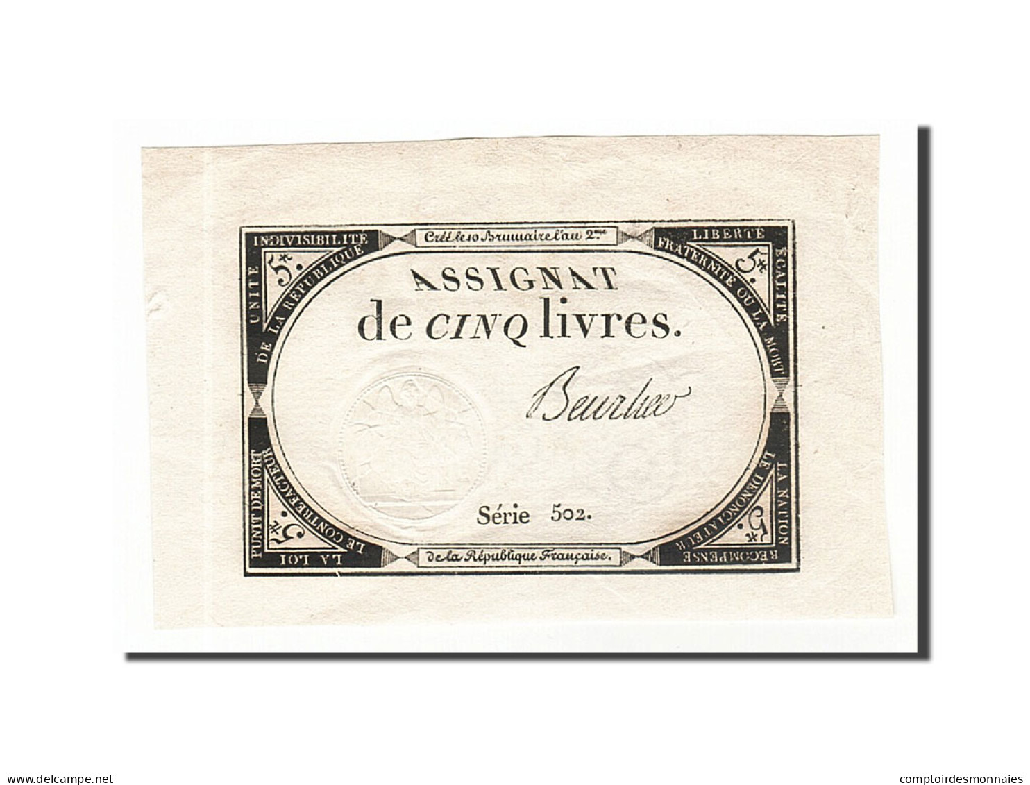 Billet, France, 5 Livres, 1793, Beurlier, SPL, KM:A76, Lafaurie:171 - Assignats