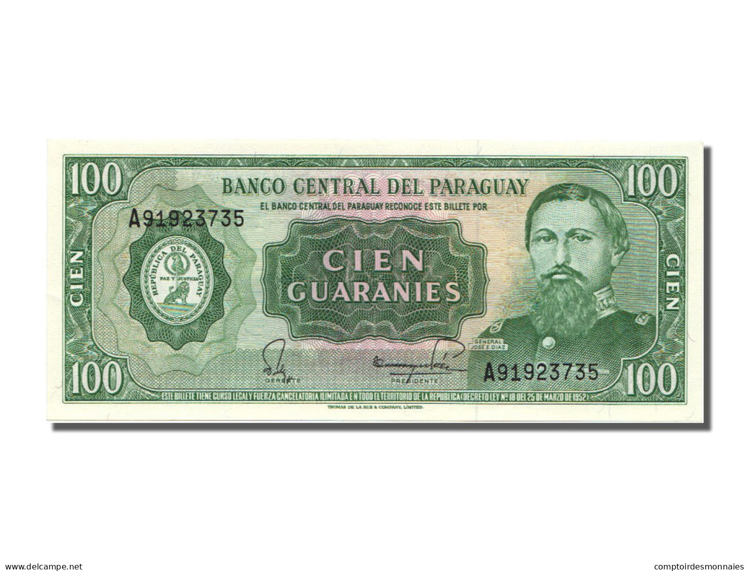 Billet, Paraguay, 100 Guaranies, 1963, 1963-08-01, SPL - Paraguay