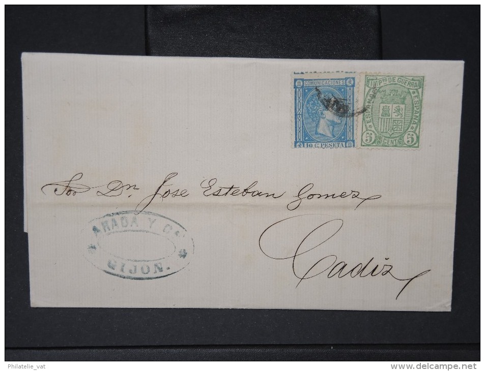 ESPAGNE - Lettre 1874 Avec Timbre - Impôts De Guerre - Détaillons Collection - A Voir - Lot N° 6170 - Briefe U. Dokumente