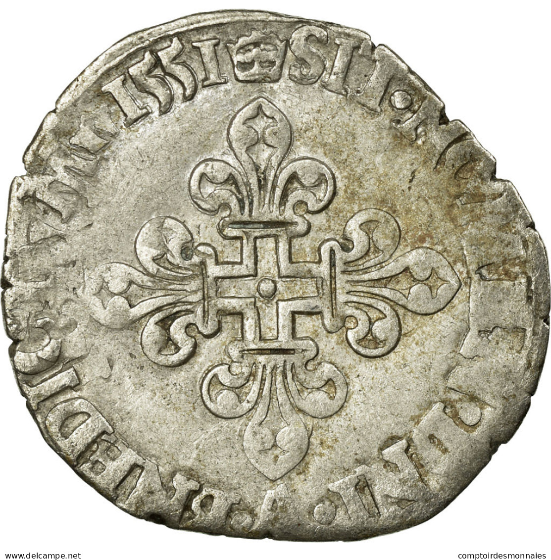 Monnaie, France, Demi Gros De Nesle, 1551, Paris, TB+, Argent, Sombart:4458. - 1547-1559 Heinrich II.