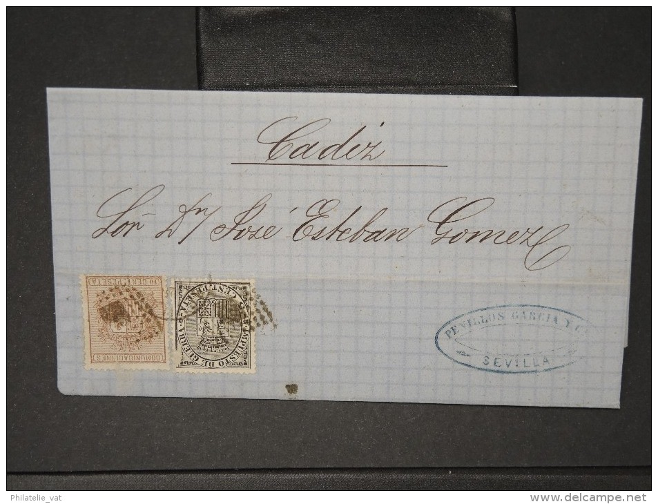 ESPAGNE - Lettre 1874 Avec Timbre - Impôts De Guerre - Détaillons Collection - A Voir - Lot N° 6173 - Brieven En Documenten