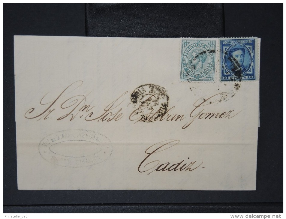 ESPAGNE - Lettre 1874 Avec Timbre - Impôts De Guerre - Détaillons Collection - A Voir - Lot N° 6177 - Cartas & Documentos