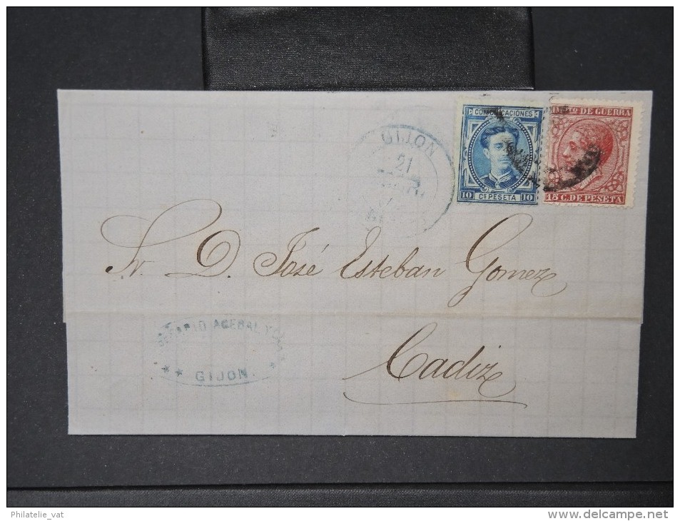 ESPAGNE - Lettre 1874 Avec Timbre - Impôts De Guerre - Détaillons Collection - A Voir - Lot N° 6182 - Briefe U. Dokumente