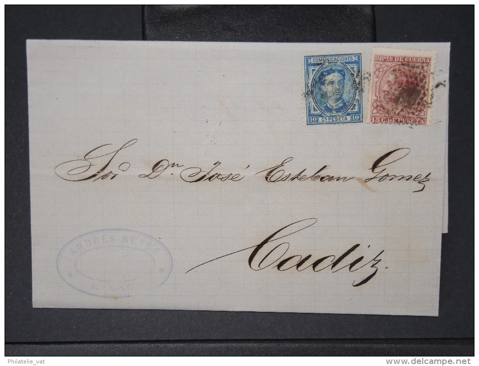 ESPAGNE - Lettre 1874 Avec Timbre - Impôts De Guerre - Détaillons Collection - A Voir - Lot N° 6183 - Covers & Documents