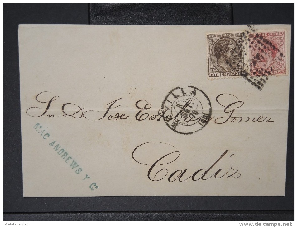 ESPAGNE - Lettre 1874 Avec Timbre - Impôts De Guerre - Détaillons Collection - A Voir - Lot N° 6184 - Briefe U. Dokumente