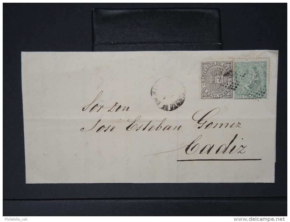 ESPAGNE - Lettre 1874 Avec Timbre - Impôts De Guerre - Détaillons Collection - A Voir - Lot N° 6187 - Briefe U. Dokumente