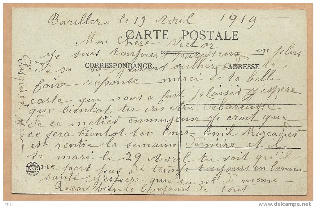 Environs De Cosne-d'allier (Allier) -- BEAUMERLE - écrite 1919 - Altri & Non Classificati