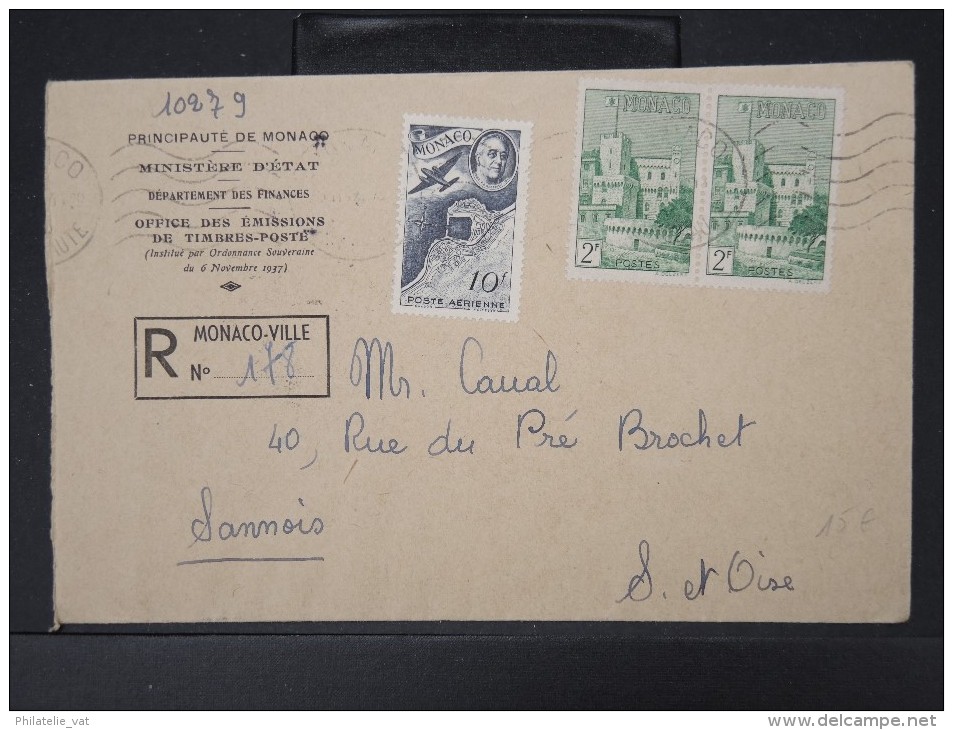 MONACO- Enveloppe En Recommandée Pour Sannois En 1947    P4519 - Briefe U. Dokumente