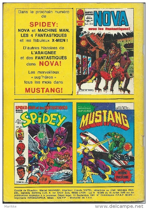 SPIDEY N° 20, 10 Septembre 1981, Spider-Man Et Les Fantastiques, Magneto, Un Peu Jauni, Un Peu Corné Mais Très Correct # - Spidey