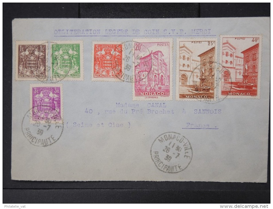 MONACO- Enveloppe  De Monaco Pour Sannois En 1939 Aff Plaisant   A VOIR  LOT P4525 - Lettres & Documents