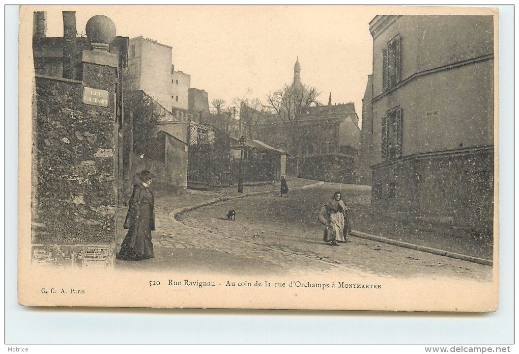 PARIS - Rue Ravignan, Au Coin De La Rue D'Orchamps à Montmartre. - Paris (18)