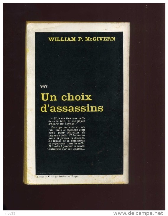 - UN CHOIX D'ASSASSINS . PAR W.P. MC GIVERN . SERIE NOIRE 1965 . - Roman Noir