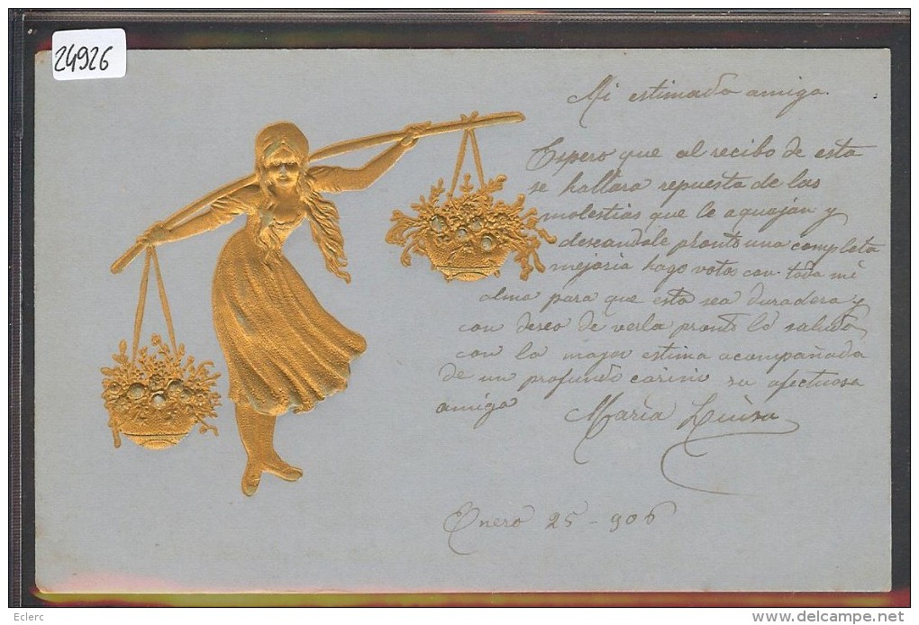 FEMME - CARTE EN RELIEF - PRÄGE KARTE - EMBOSSED CARD -TB - Altri & Non Classificati