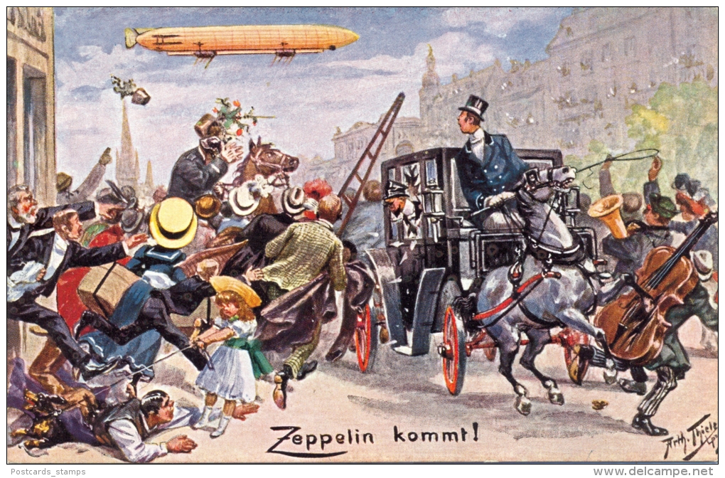 Zepplin, "Der Zeppelin Kommt", Sign. Arthur Thiele - Thiele, Arthur