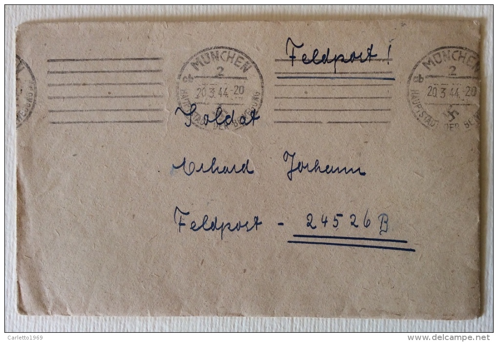 Feldpost Munchen Data 20/03/1944 Manoscritto - Documentos