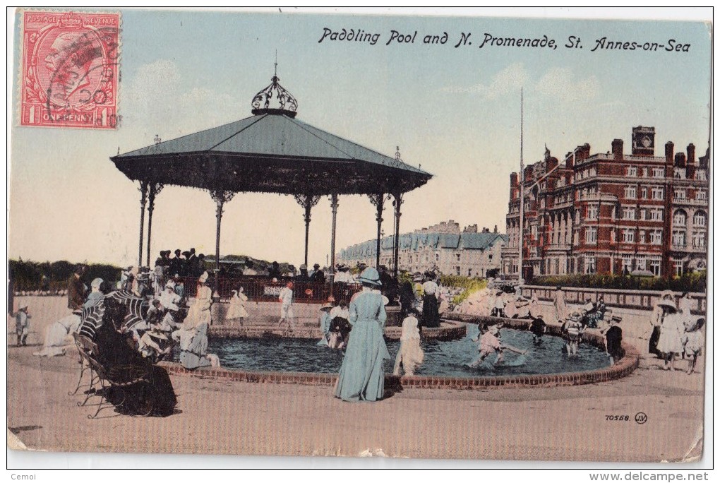 CPA Colorisée Animée - Paddling Pool And N. Promenade - St. ANNES ON SEA - 1916 - Altri & Non Classificati